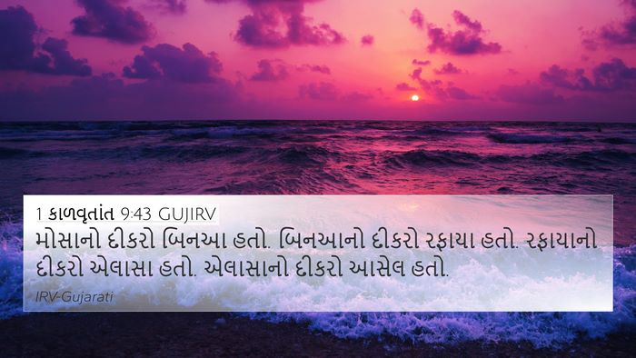 1 કાળવૃતાંત 9:43 GUJIRV 4K Wallpaper - મોસાનો દીકરો બિનઆ - 4K Wallpaper Bible Verse
