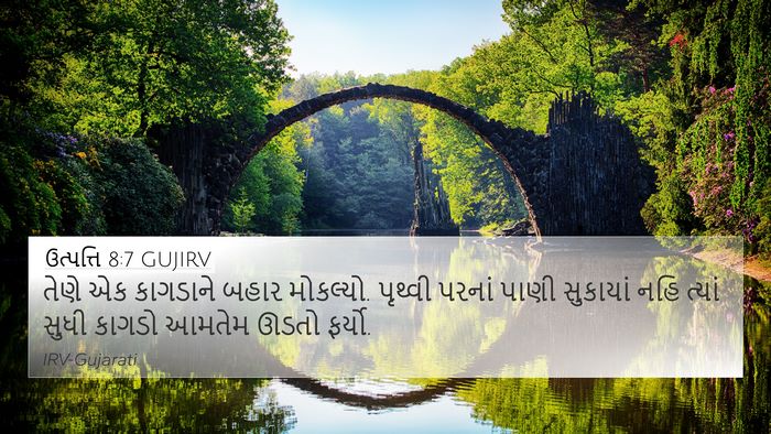 ઉત્પત્તિ 8:7 GUJIRV 4K Wallpaper - તેણે એક કાગડાને - 4K Wallpaper Bible Verse
