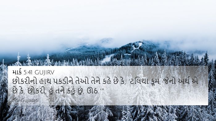 માર્ક 5:41 GUJIRV Bible Verse Image