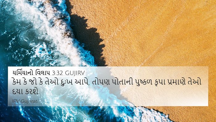 યર્મિયાનો વિલાપ 3:32 GUJIRV Bible Verse Image