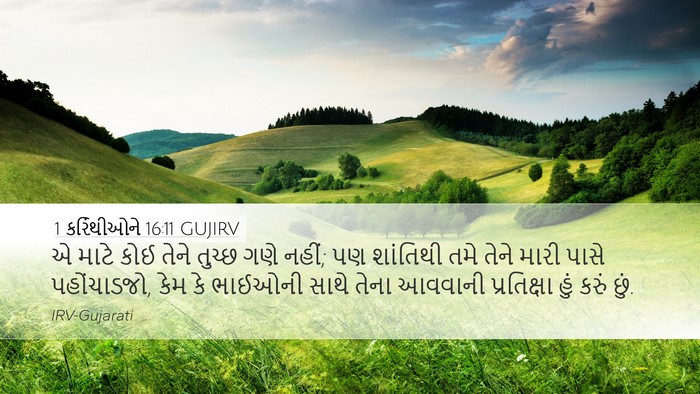 1 કરિંથીઓને 16:11 GUJIRV Bible Verse Image