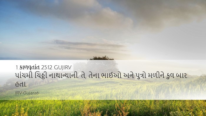 1 કાળવૃતાંત 25:12 GUJIRV Desktop Wallpaper - પાંચમી ચિઠ્ઠી - Desktop Bible Verse Wallpaper