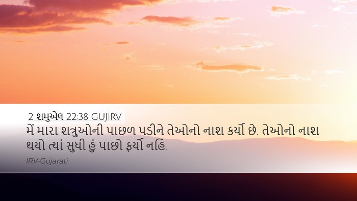 2 શમુએલ 22:38 GUJIRV Desktop Wallpaper - મેં મારા શત્રુઓની - Desktop Bible Verse Wallpaper