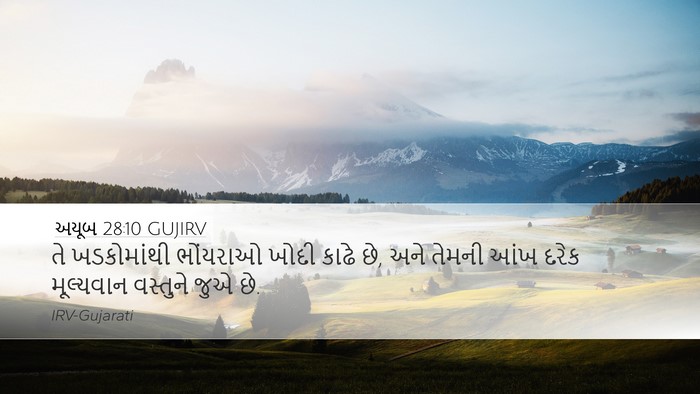 અયૂબ 28:10 GUJIRV Desktop Wallpaper - તે ખડકોમાંથી - Desktop Bible Verse Wallpaper
