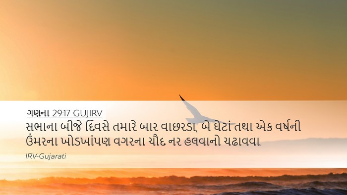 ગણના 29:17 GUJIRV Desktop Wallpaper - સભાના બીજે દિવસે - Desktop Bible Verse Wallpaper