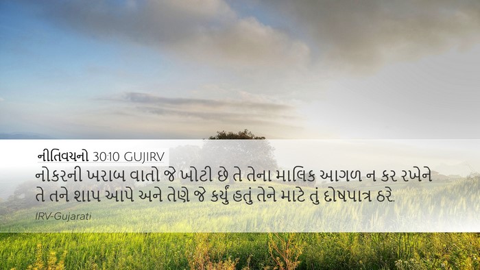 નીતિવચનો 30:10 GUJIRV Desktop Wallpaper - નોકરની ખરાબ વાતો - Desktop Bible Verse Wallpaper