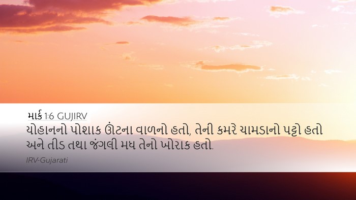 માર્ક 1:6 GUJIRV Desktop Wallpaper - યોહાનનો પોશાક - Desktop Bible Verse Wallpaper