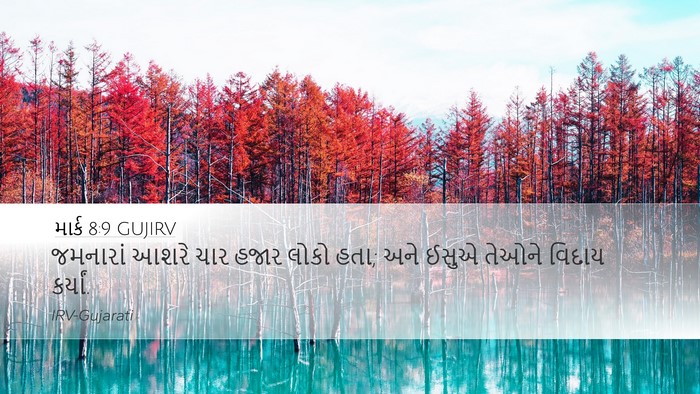 માર્ક 8:9 GUJIRV Desktop Wallpaper - જમનારાં આશરે ચાર - Desktop Bible Verse Wallpaper