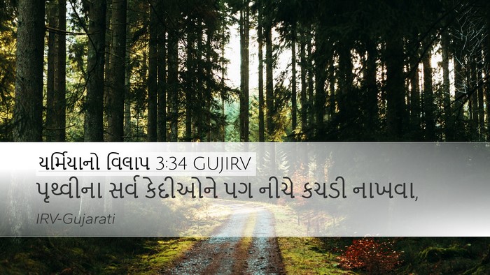 યર્મિયાનો વિલાપ 3:34 GUJIRV Bible Verse Image