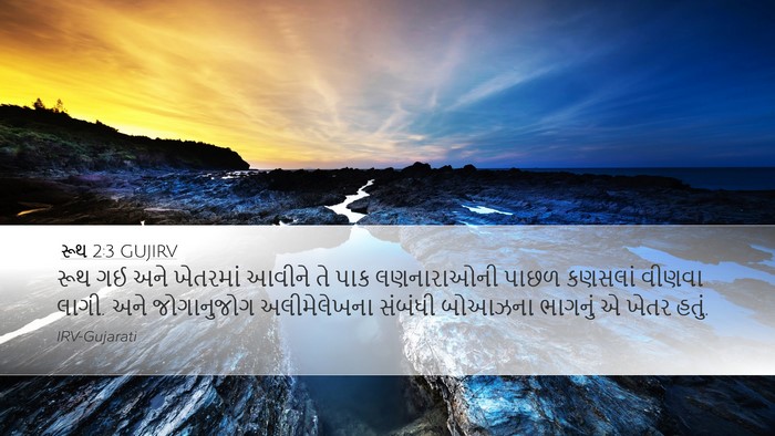 રૂથ 2:3 GUJIRV Desktop Wallpaper - રૂથ ગઈ અને ખેતરમાં - Desktop Bible Verse Wallpaper