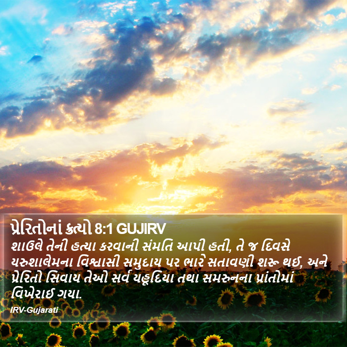 પ્રેરિતોનાં ક્રત્યો 8:1 GUJIRV - શાઉલે તેની હત્યા - Bible Verse Picture