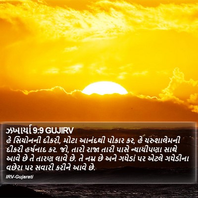 ઝખાર્યા 9:9 GUJIRV Bible Verse Image