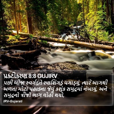 પ્રકટીકરણ 8:8 GUJIRV Bible Verse Image