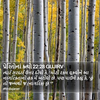 પ્રેરિતોનાં ક્રત્યો 22:28 GUJIRV Bible Verse Image