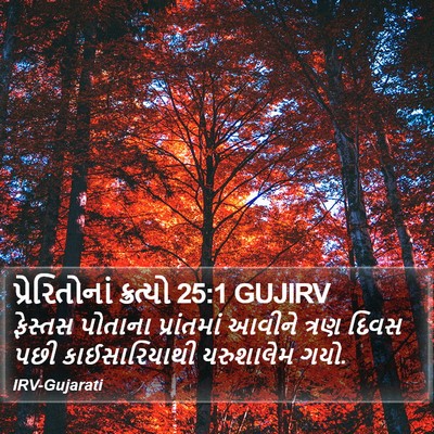 પ્રેરિતોનાં ક્રત્યો 25:1 GUJIRV Bible Verse Image