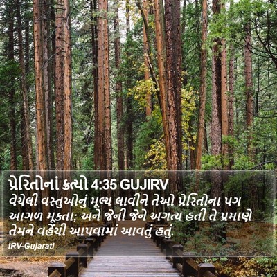 પ્રેરિતોનાં ક્રત્યો 4:35 GUJIRV Bible Verse Image