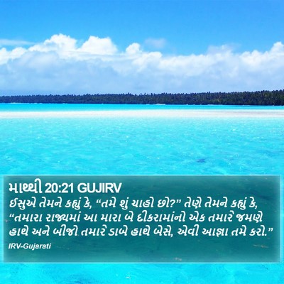 માથ્થી 20:21 GUJIRV Bible Verse Image