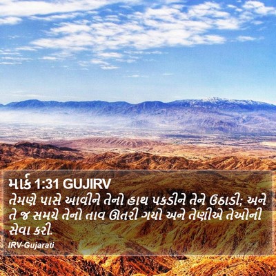 માર્ક 1:31 GUJIRV Bible Verse Image