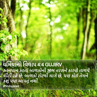 યર્મિયાનો વિલાપ 4:4 GUJIRV Bible Verse Image