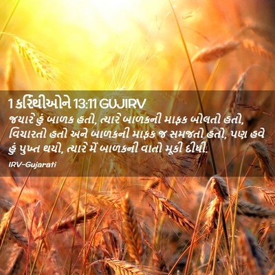 Picture 02 - 1 કરિંથીઓને 13:11 GUJIRV - જયારે હું બાળક હતો, - Bible Verse Picture