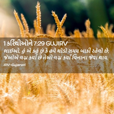 Picture 02 - 1 કરિંથીઓને 7:29 GUJIRV - ભાઈઓ, હું એ કહું - Bible Verse Picture