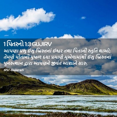 Picture 02 - 1 પિતરનો 1:3 GUJIRV - આપણા પ્રભુ ઈસુ - Bible Verse Picture