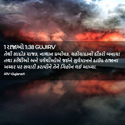 Picture 02 - 1 રાજાઓ 1:38 GUJIRV - તેથી સાદોક યાજક, - Bible Verse Picture