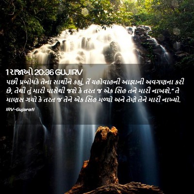 Picture 02 - 1 રાજાઓ 20:36 GUJIRV - પછી પ્રબોધકે તેના - Bible Verse Picture