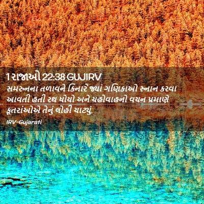 Picture 02 - 1 રાજાઓ 22:38 GUJIRV - સમરુનના તળાવને - Bible Verse Picture