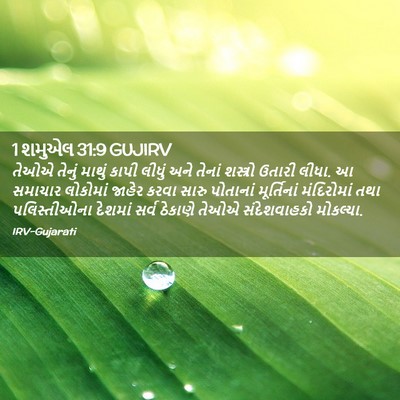 Picture 02 - 1 શમુએલ 31:9 GUJIRV - તેઓએ તેનું માથું - Bible Verse Picture