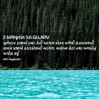 Picture 02 - 2 કાળવૃતાંત 5:6 GUJIRV - સુલેમાન રાજાએ તથા - Bible Verse Picture