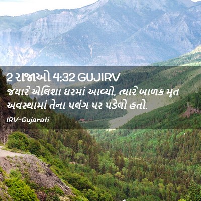 Picture 02 - 2 રાજાઓ 4:32 GUJIRV - જયારે એલિશા ઘરમાં - Bible Verse Picture