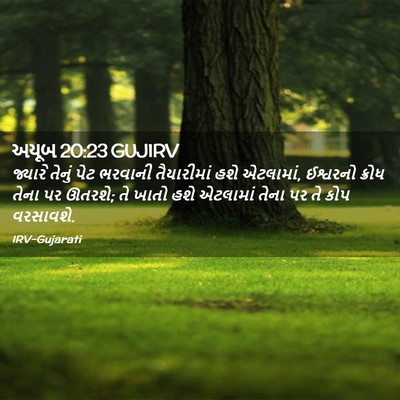 Picture 02 - અયૂબ 20:23 GUJIRV - જ્યારે તેનું પેટ - Bible Verse Picture