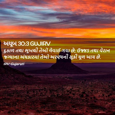 Picture 02 - અયૂબ 30:3 GUJIRV - દુકાળ તથા ભૂખથી - Bible Verse Picture