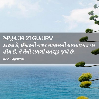 Picture 02 - અયૂબ 34:21 GUJIRV - કારણ કે, ઈશ્વરની - Bible Verse Picture