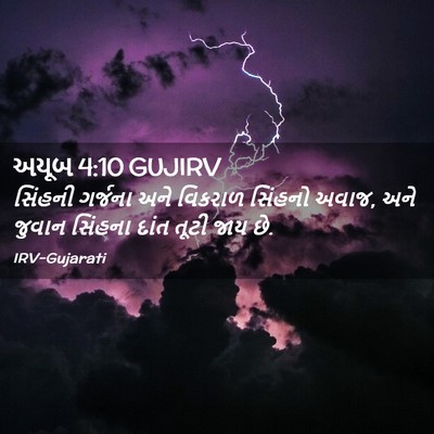 Picture 02 - અયૂબ 4:10 GUJIRV - સિંહની ગર્જના અને - Bible Verse Picture