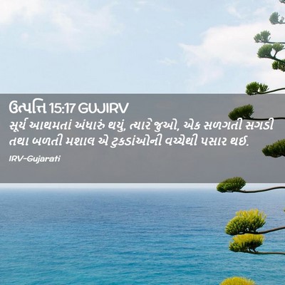 Picture 02 - ઉત્પત્તિ 15:17 GUJIRV - સૂર્ય આથમતાં - Bible Verse Picture