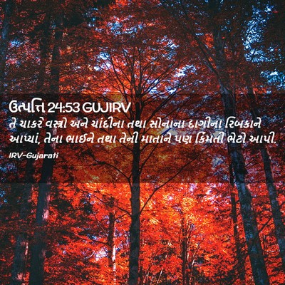 Picture 02 - ઉત્પત્તિ 24:53 GUJIRV - તે ચાકરે વસ્ત્રો - Bible Verse Picture