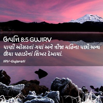 Picture 02 - ઉત્પત્તિ 8:5 GUJIRV - પાણી ઓસરતાં ગયાં - Bible Verse Picture