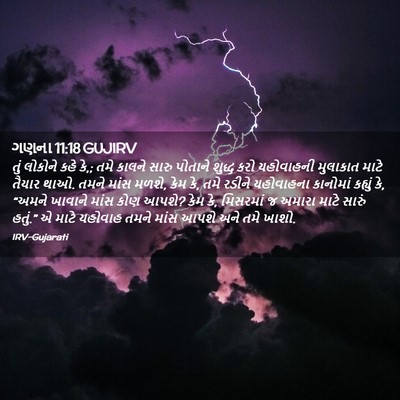 Picture 02 - ગણના 11:18 GUJIRV - તું લોકોને કહે કે,; - Bible Verse Picture