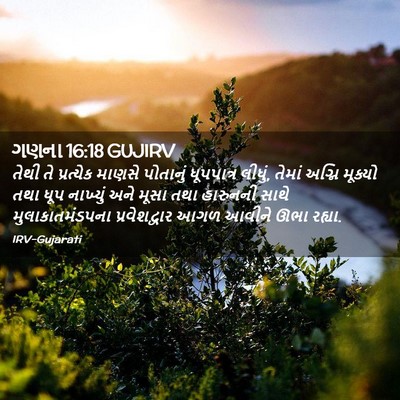 Picture 02 - ગણના 16:18 GUJIRV - તેથી તે પ્રત્યેક - Bible Verse Picture