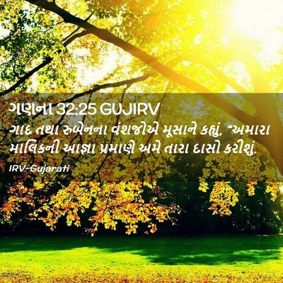 Picture 02 - ગણના 32:25 GUJIRV - ગાદ તથા રુબેનના - Bible Verse Picture
