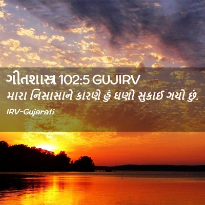 Picture 02 - ગીતશાસ્ત્ર 102:5 GUJIRV - મારા નિસાસાને - Bible Verse Picture