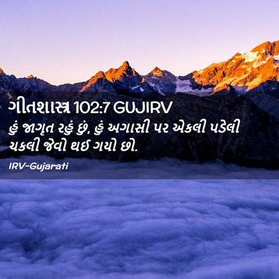 Picture 02 - ગીતશાસ્ત્ર 102:7 GUJIRV - હું જાગૃત રહું છું, - Bible Verse Picture