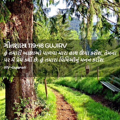 Picture 02 - ગીતશાસ્ત્ર 119:48 GUJIRV - હું તમારી આજ્ઞાઓ - Bible Verse Picture