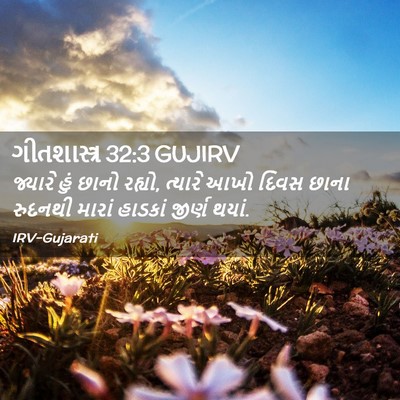 Picture 02 - ગીતશાસ્ત્ર 32:3 GUJIRV - જ્યારે હું છાનો - Bible Verse Picture