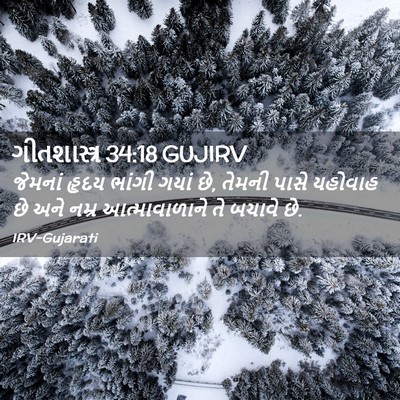 Picture 02 - ગીતશાસ્ત્ર 34:18 GUJIRV - જેમનાં હૃદય ભાંગી - Bible Verse Picture