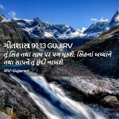 Picture 02 - ગીતશાસ્ત્ર 91:13 GUJIRV - તું સિંહ તથા સાપ પર - Bible Verse Picture