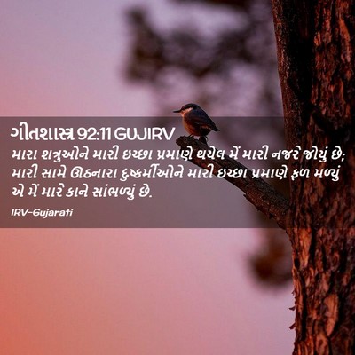 Picture 02 - ગીતશાસ્ત્ર 92:11 GUJIRV - મારા શત્રુઓને - Bible Verse Picture