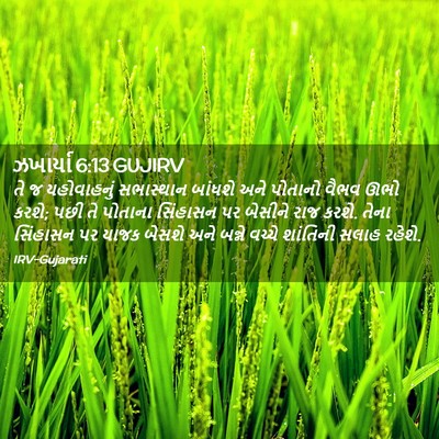 Picture 02 - ઝખાર્યા 6:13 GUJIRV - તે જ યહોવાહનું - Bible Verse Picture